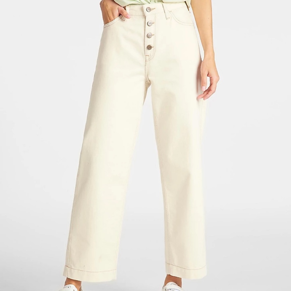 Lee Button Thru Wide Leg Cream Pant 30x33